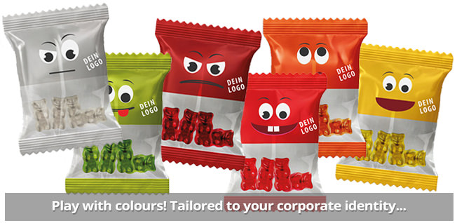 Süße, farbige Werbeartikel! Wählen Sie Ihre Wunschfarbe, die zu Ihrer CI passt. Colour schemes tailored to your corporate identity.