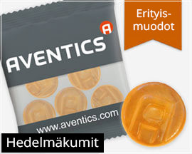 Erityisesti muotoillut kumikarhut mainospainatuksella.