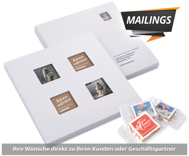 Süße, Mailing Werbeartikel bedrucken und verschicken lassen.