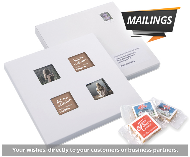 Give Aways und Werbeartikel Sweet mailings sent directly to your customers/employees.