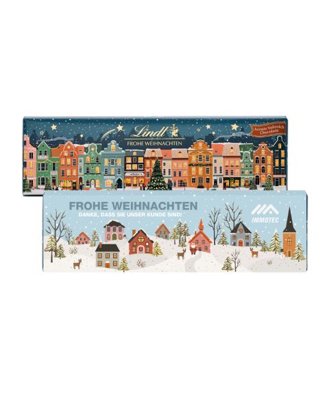 300 g Lindt Schokoladentafel Frohe Weihnachten mit Werbedruck