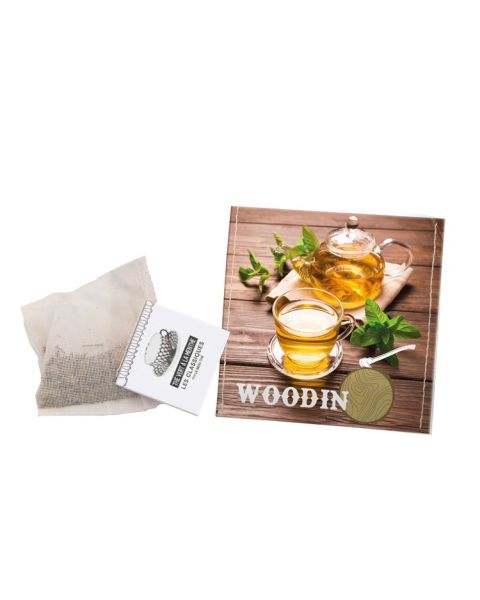 Pfefferminztee-Beutel mit Papierumschlag mit Werbedruck