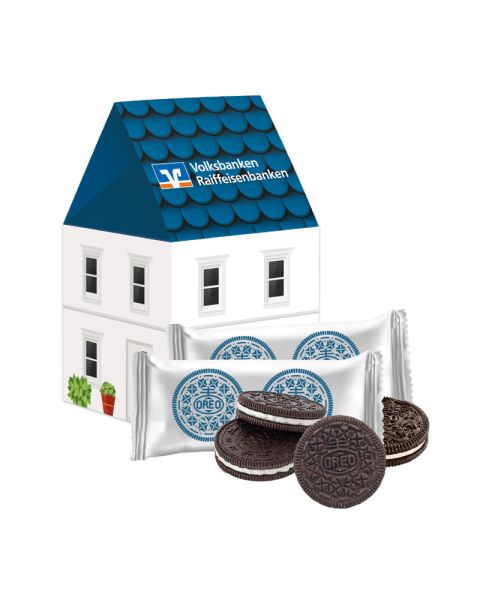 3D gift house OREO chocolate biscuits with promotional print