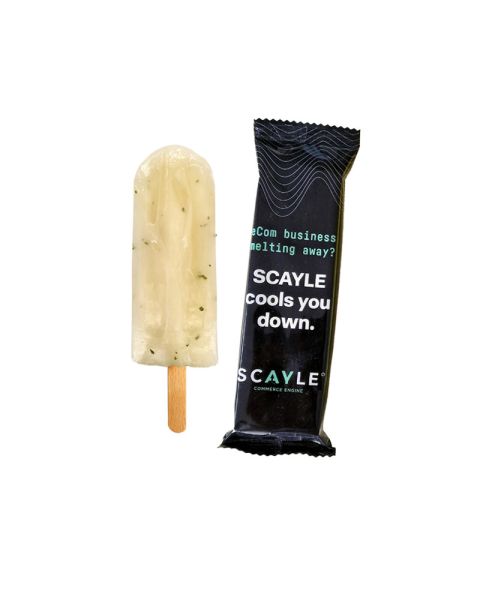 90 ml lime mint sorbet ice cream in flow pack with all-round advertising print