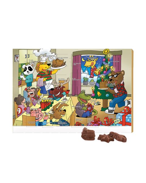 Wall Advent calendar Classic landscape format with puzzle motif and advertising print
