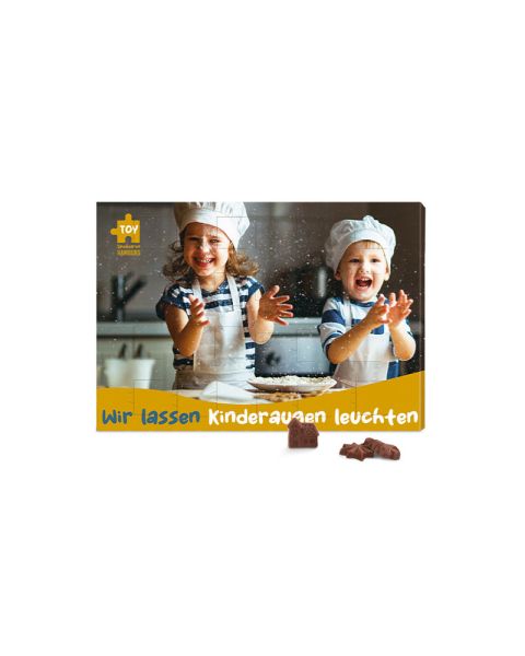 70 g Advent calendar in landscape format with Friedel chocolate bars and promotional print