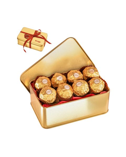 Gold box Ferrero Rocher with advertising