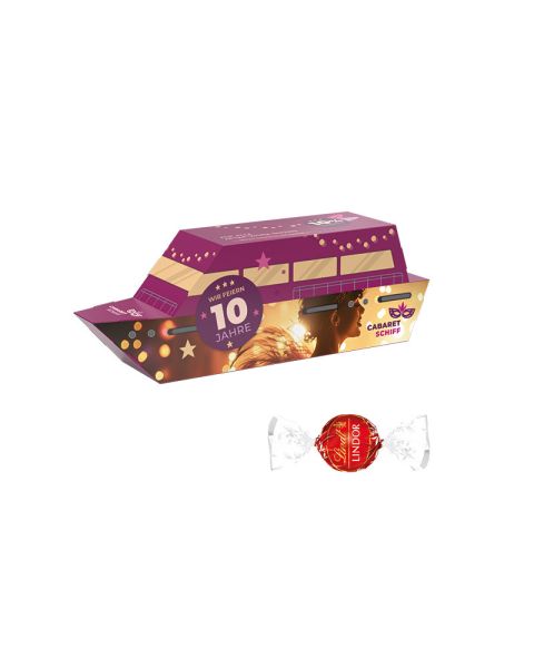 3D Schiff mit Lindt LINDOR Milchkugeln und Werbebedruckung