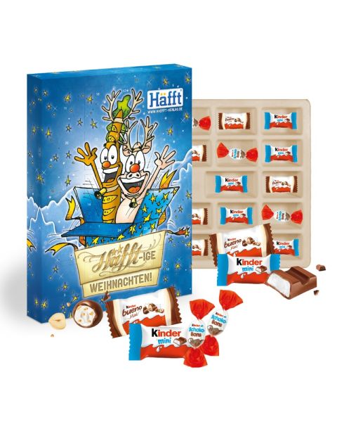 130 g Advent calendar with Kinder mix with paper fibre inlay and advertising print all around