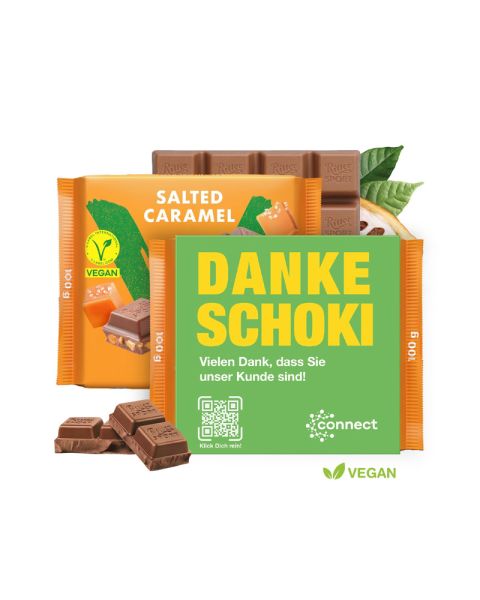 Vegane Ritter SPORT Schokoladentafel mit Werbebanderole und Bedruckung