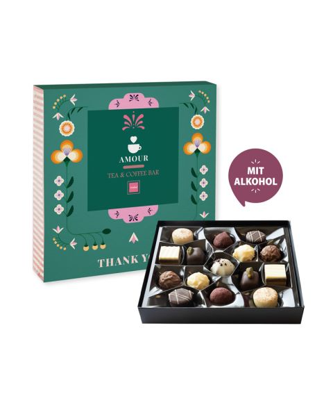91 g Heilemann mini pralines, pink, in a promotional box with advertising print