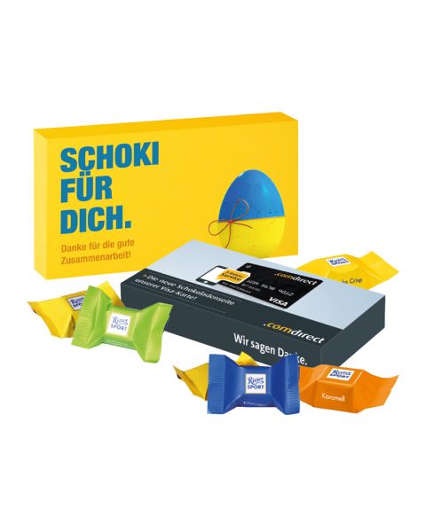 40 g Ritter SPORT chocolate cubes in gift box with promotional print