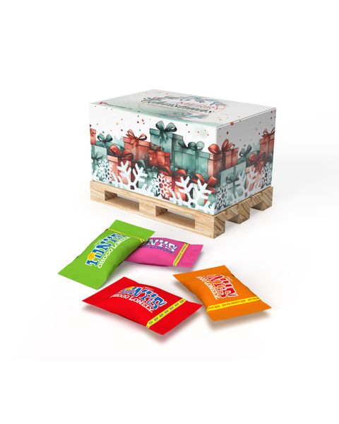 Mini pallet with Tiny Tony's chocolate and promotional print