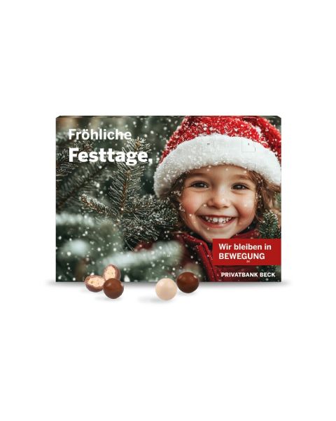 Wall Advent calendar with Brand crispy balls and all-round advertising print