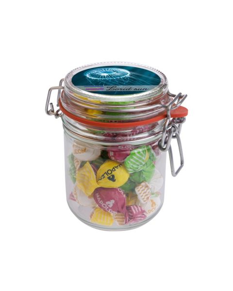 0.4 l Weck jar filled with Napoleon fruit mix and promotional label