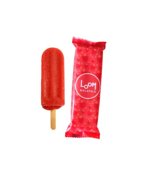 90 ml strawberry daiquiri sorbet ice cream in flow pack with all-round advertising print