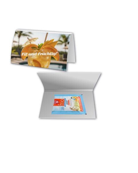 4,5 g Cold-Brew-Beuteltee frio Sport Vital Mango-Orange in gefalteter Werbekarte mit Werbedruck