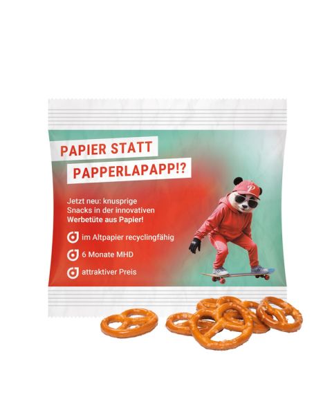 Mini Brezel im Werbetütchen aus recyclingfähigen Papier