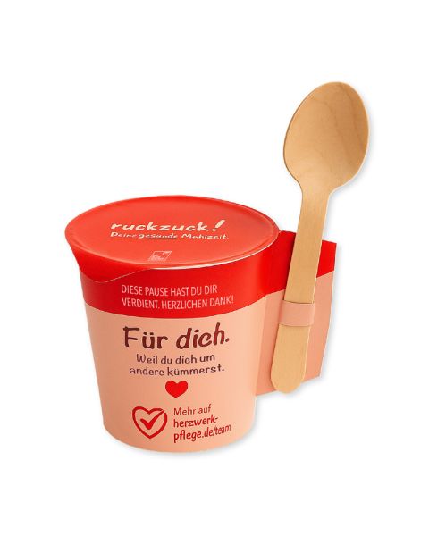 80 g Bio ToGo Meal Vollkorn Pasta mit Tomate mit Werbebanderole