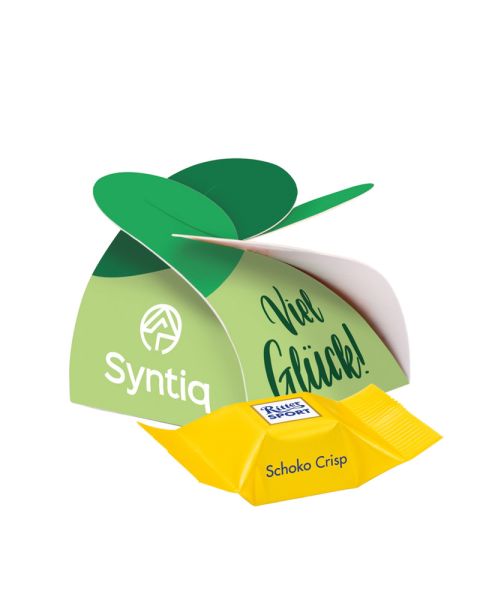 Ritter SPORT Schokowürfel Schoko Crisp in der Werbebox mit Logodruck