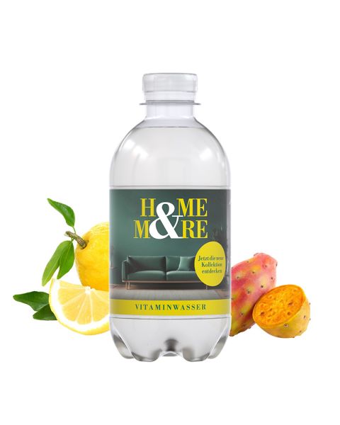 Promotional vitamin water, lemon and cactus, 330 ml with logo print