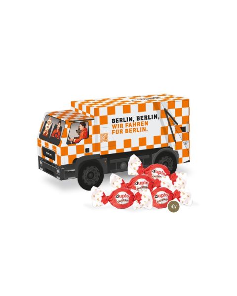 3D gift truck with Duplo crunchy pearls and all-round advertising print