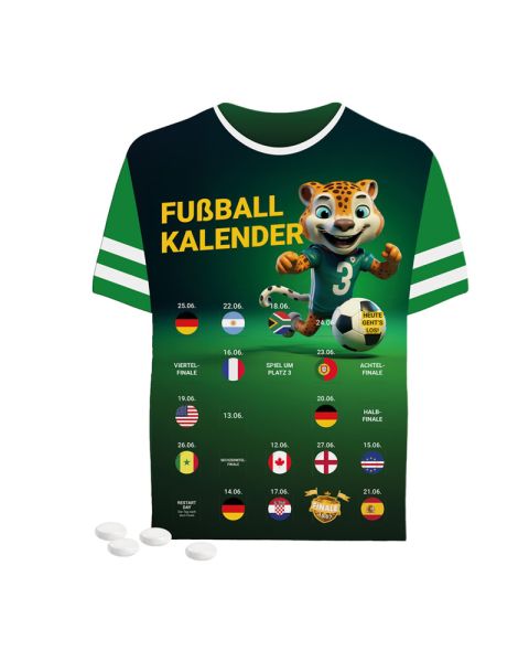 Event-Kalender Trikot mit mentos Mint mit kompostierbarem Inlay und Werbedruck