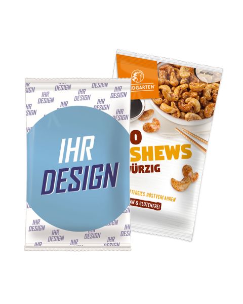 50 g LANDGARTEN Bio Cashews würzig im Papiertütchen mit Werbedruck