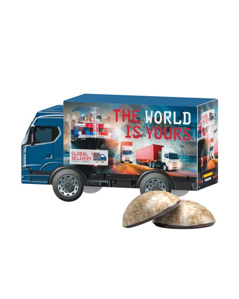 3D gift truck with mini Christmas stollen and advertising print