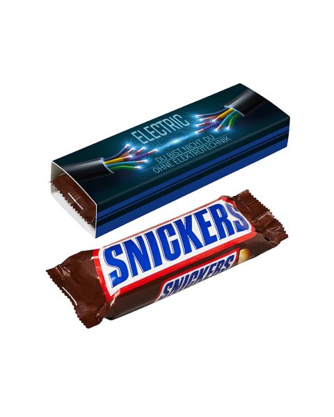 Snickers bars in promotional sliders with logo print