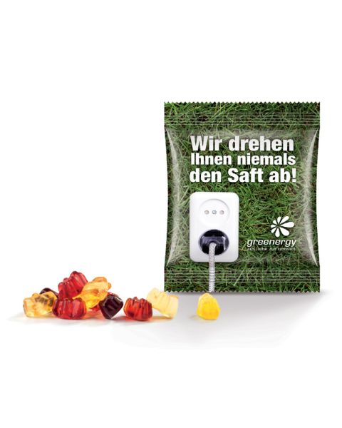 10 g fruit gummies in mini promotional bags, fruit juice quality
