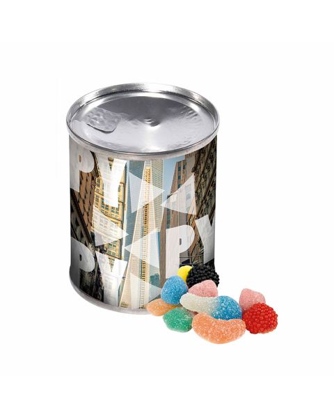50 g Fruchtgummi in einer Dose mit Werbe-Banderole