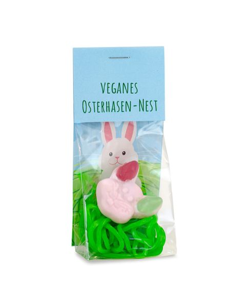 25 g Naschbeutel Veganes Osterhasen-Nest mit Werbereiter