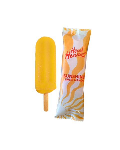 90 ml mango sorbet ice cream in flow pack with all-round promotional print