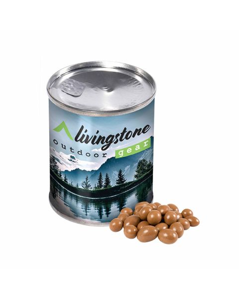 65 g chocolate peanuts in a tin with promotional sleeve