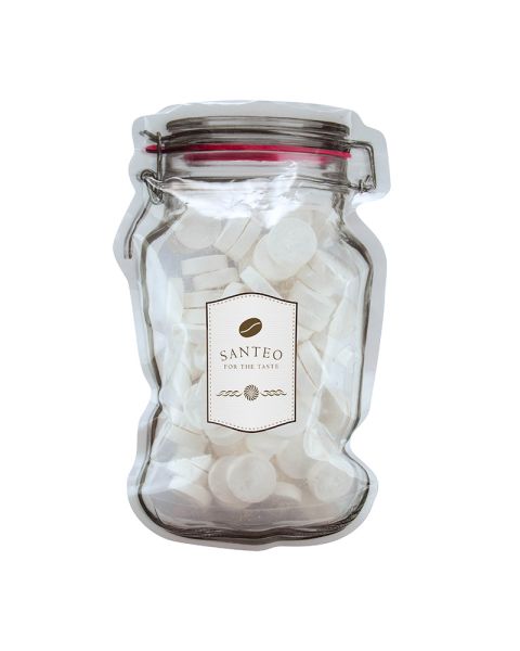 Wilhelmina peppermint in a maxi bag in a jar shape with promotional label