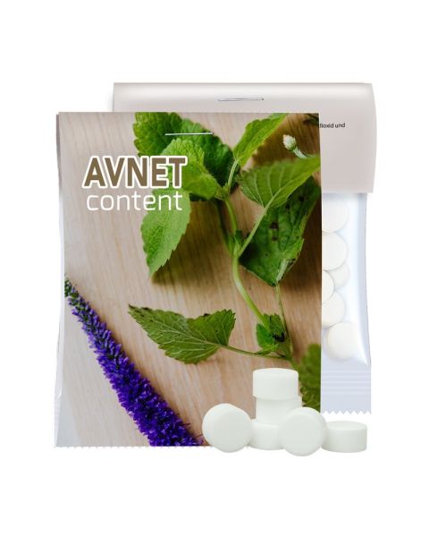 15 g Express peppermint drops in flow pack with advertising insert