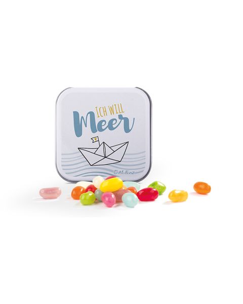 25 g American-style jelly beans in a square tin with promotional print