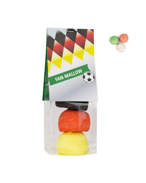 Fan bag Marshmallow in national colours with advertising label