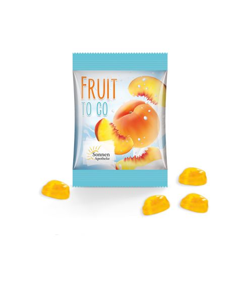 15 g vitamin fruit gums in mini bags with logo print