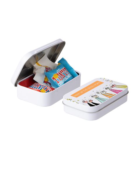 Tony's Chocolonely in large hinged tin with promotional print