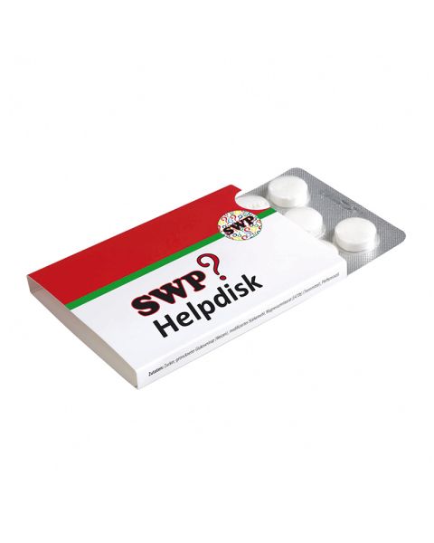 10 peppermint blister packs in promotional slipcase with logo print