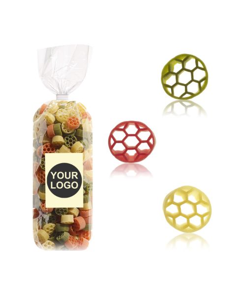 250 g football pasta in stand-up pouch with promotional label