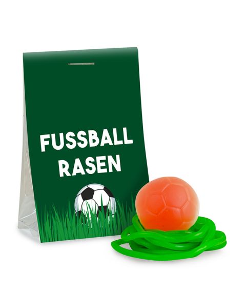 Naschtasche Fruchtgummi Fussballrasen mit Werbereiter