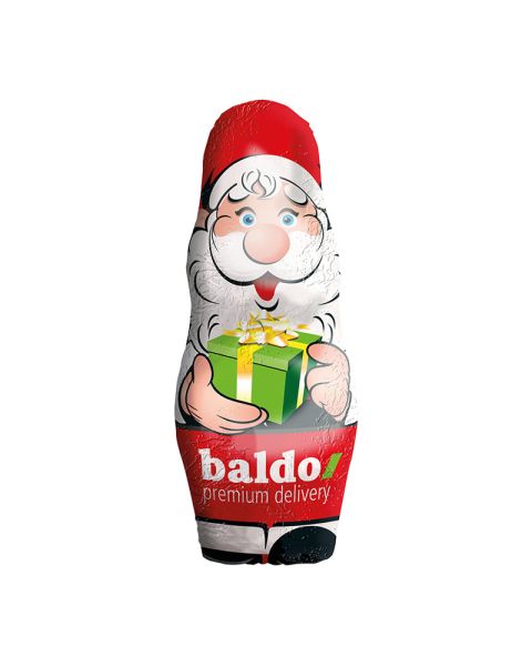 28 g tinfoil chocolate Santa Claus with promotional print