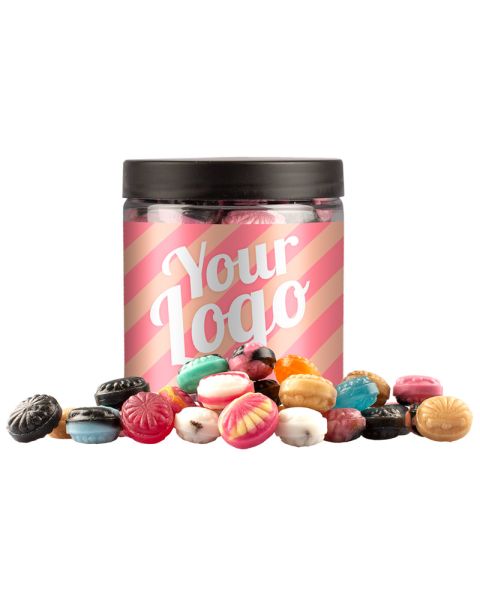 190 g sweets in a tin with promotional sleeve