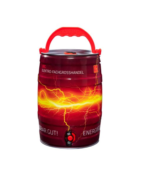 Pilsner speciality in a 5-litre beer keg with advertising print