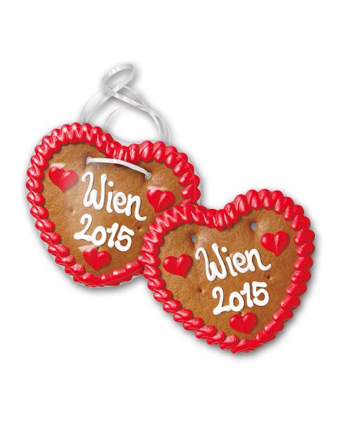 70 g gingerbread heart 14 x 13 cm with handwritten lettering, sealed in glossy foil