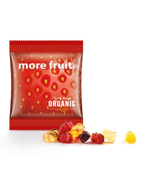 15 g fruit gums in mini promotional bags, fruit juice quality