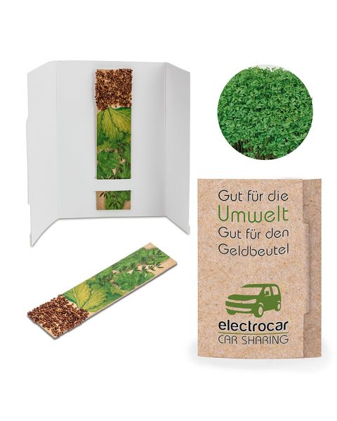 Kräuter-Stick mit Gartenkresse-Samen und Werbedruck